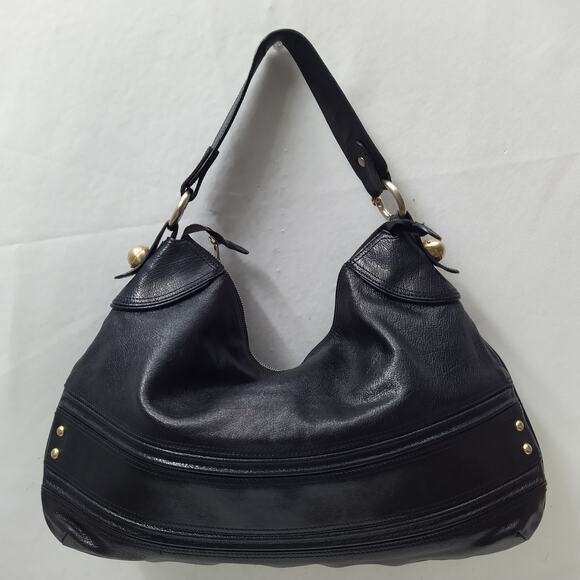 Emporio Armani Black Leather Zipper Closure Hobo Shoulder Bag - Picture 2 of 16